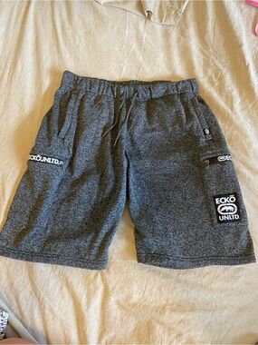 Ecko Unlimited Men’s Charcoal Gray Logo Cargo Shorts